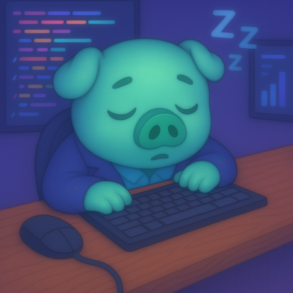 Pepig sleeping while coding