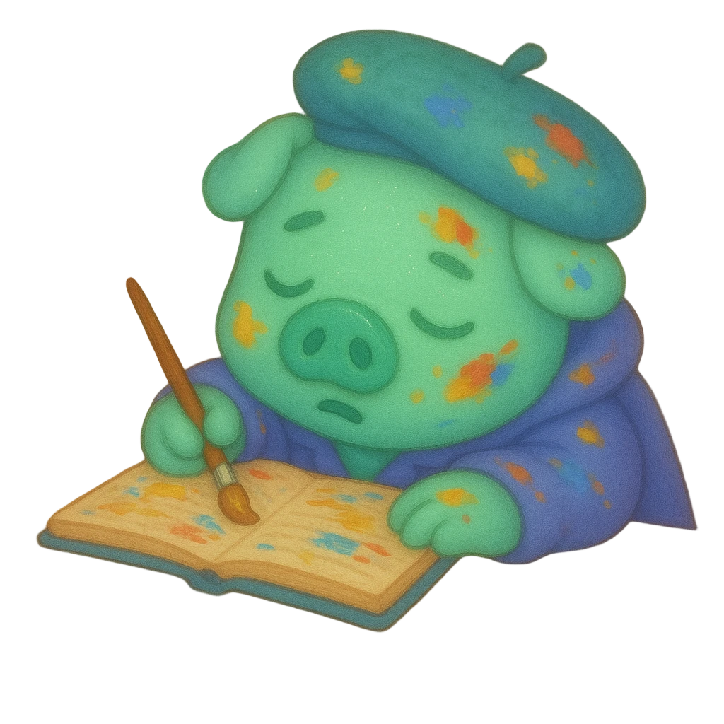 Pepig sleeping while painting